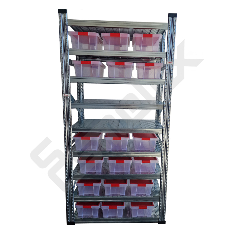Estanter�a met�lica combinada con 18 cajas organizadoras de 35 litros de capacidad